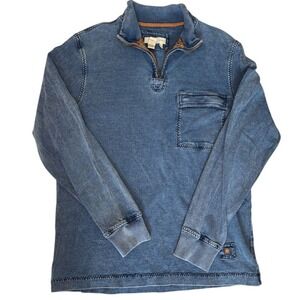 Territory Ahead Women's Quarter Zip Pullover Blue Cotton Knit Sweater Medium